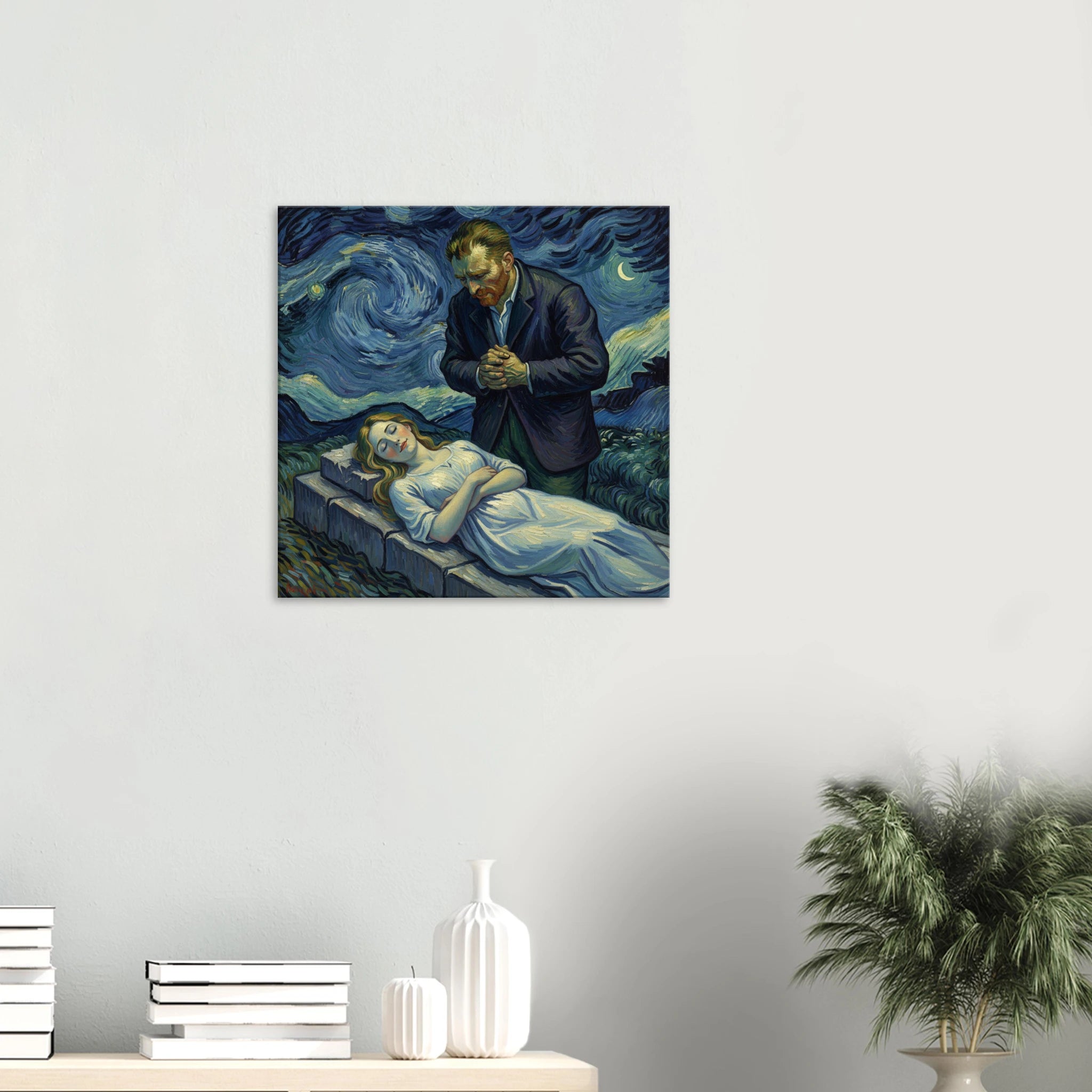 Night, Watching Van Gogh isnpired impressionist art - classic matte canvas by TVVH_Urban