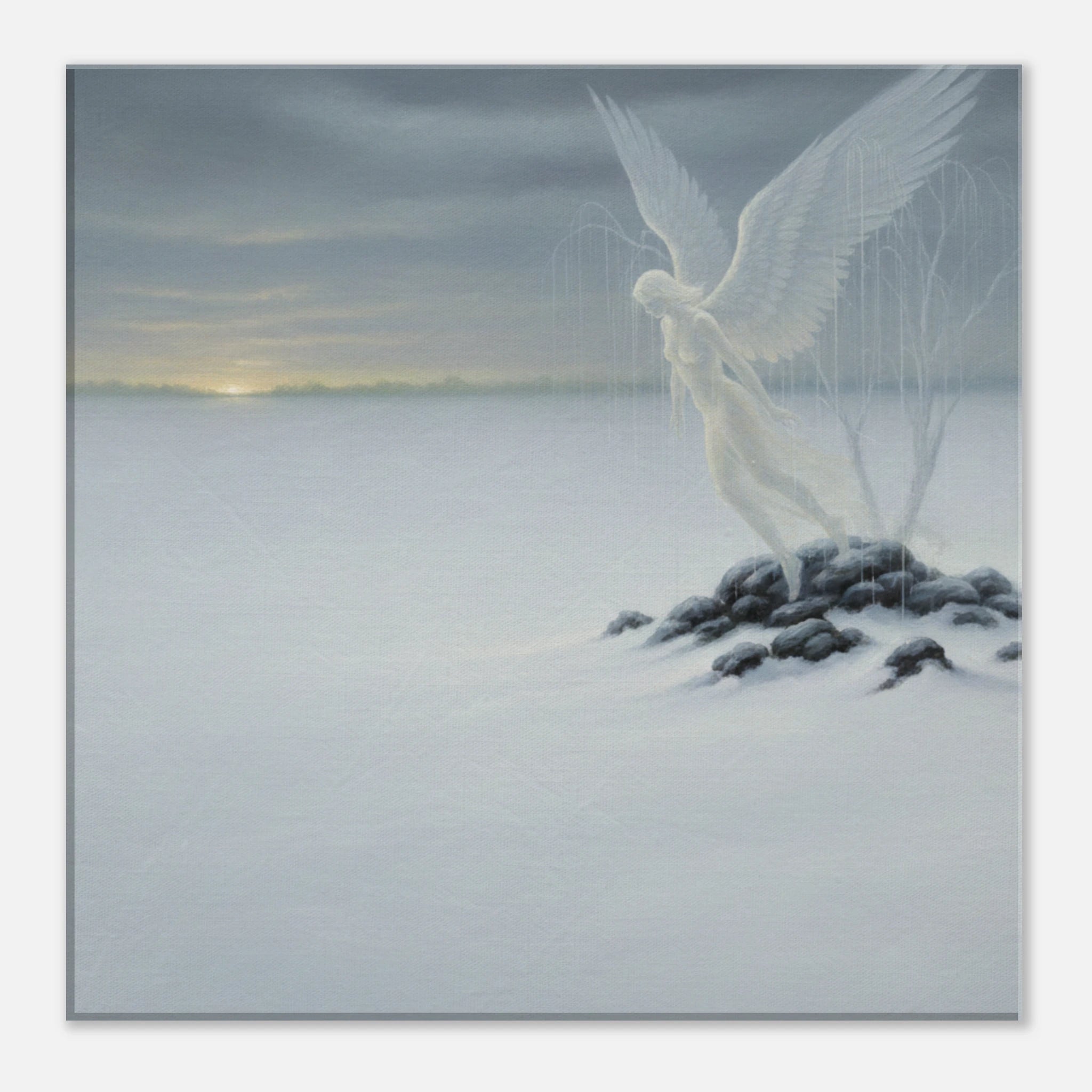 "The Snow Angel" Surrealism Style Art | Classic Matte Canvas Print  for 30x30 cm / 12x12″ by TVVH_Urban