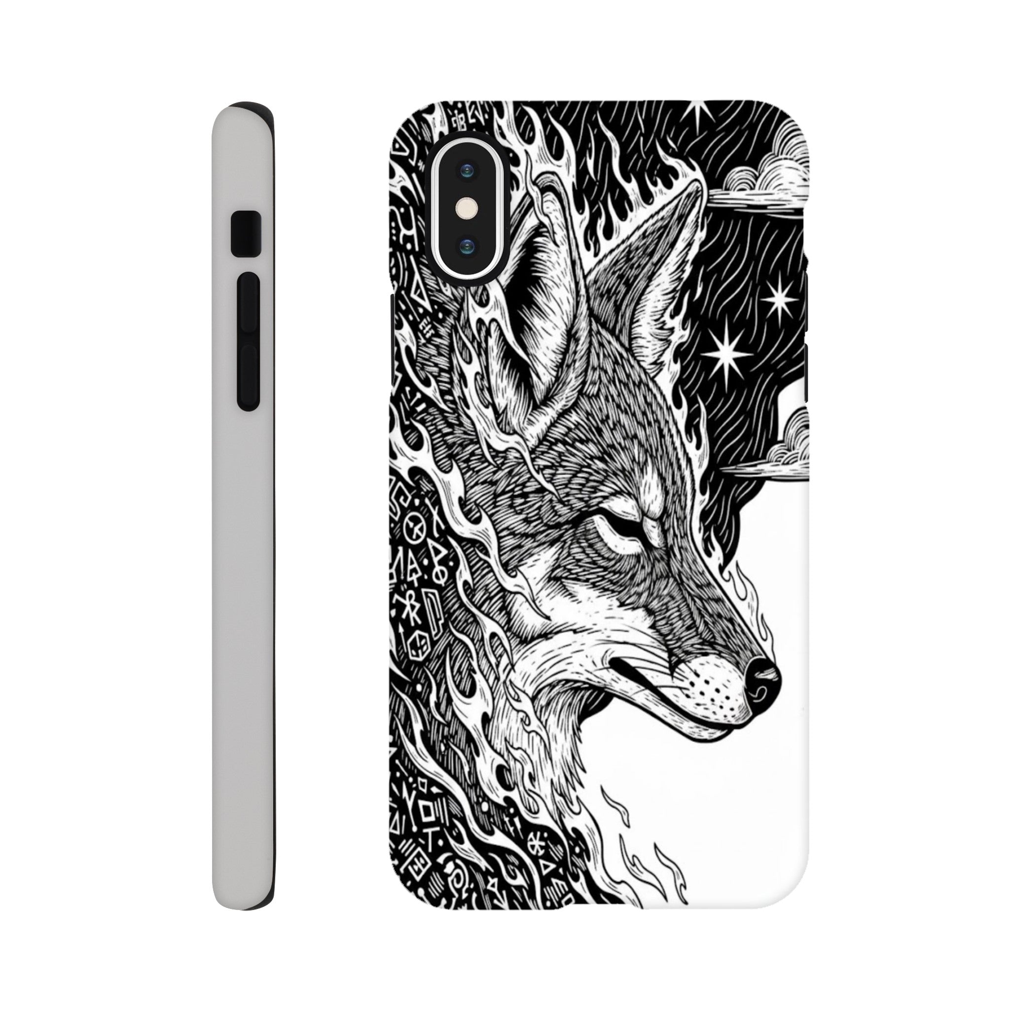 Coyote Illustration in Black and white Style - Tough Case for iPhone 15 Pro by TVVH_Urban