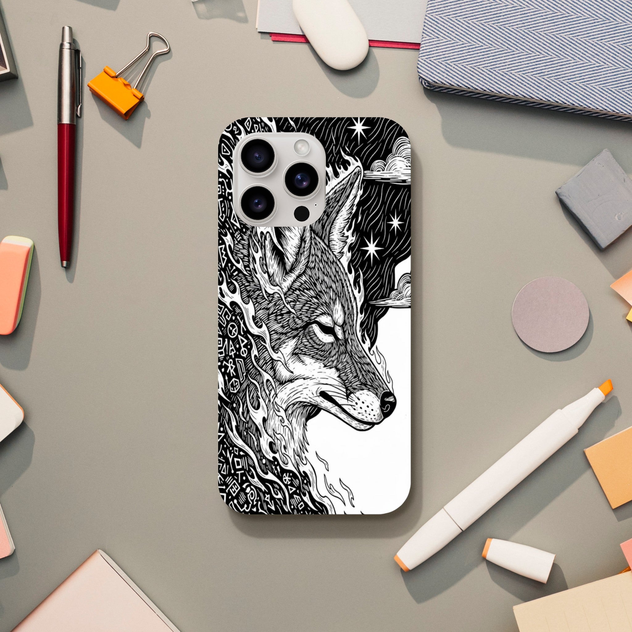 Coyote Illustration in Black and white Style - Tough Case for iPhone 12 Pro Max by TVVH_Urban