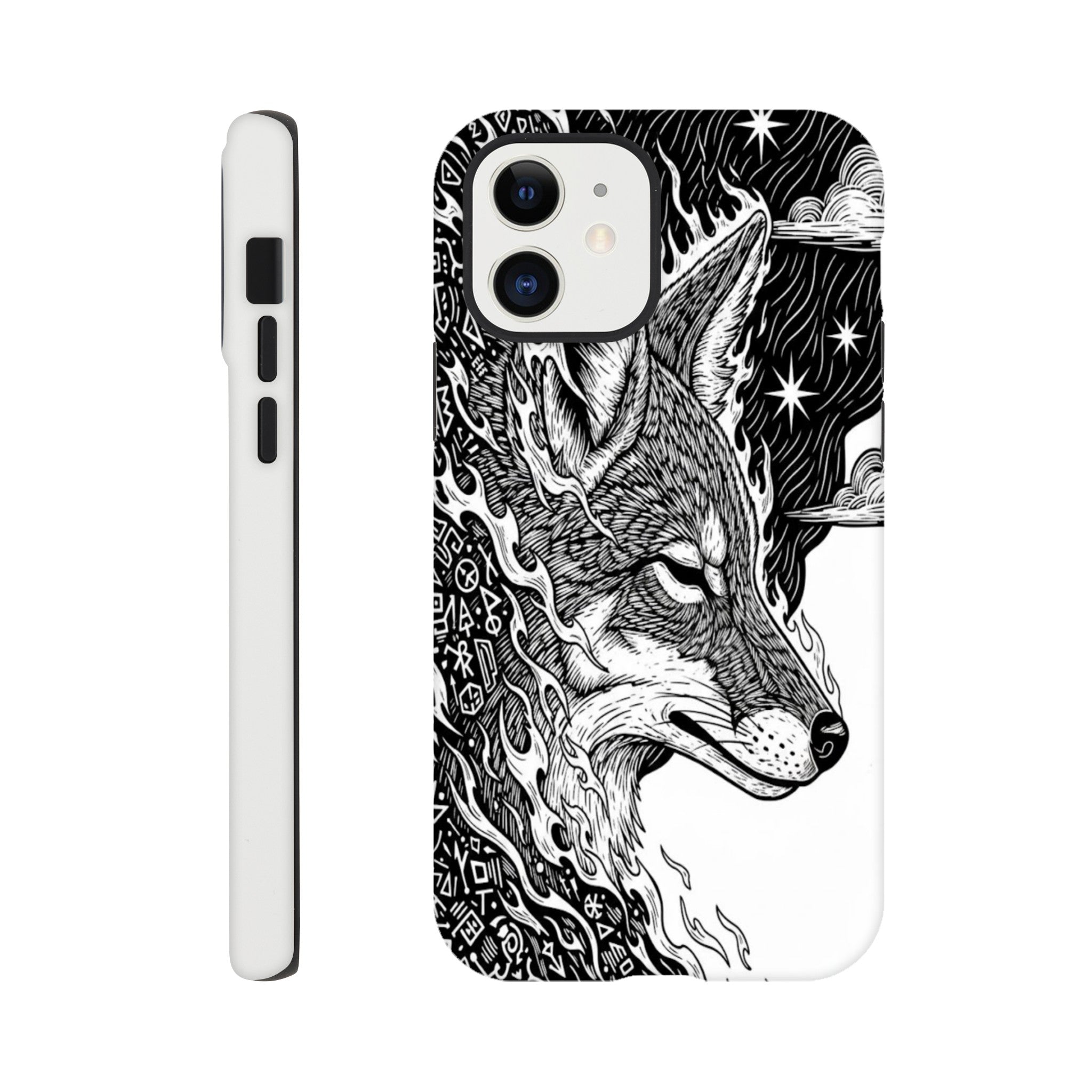 Coyote Illustration in Black and white Style - Tough Case for iPhone 13 Pro by TVVH_Urban