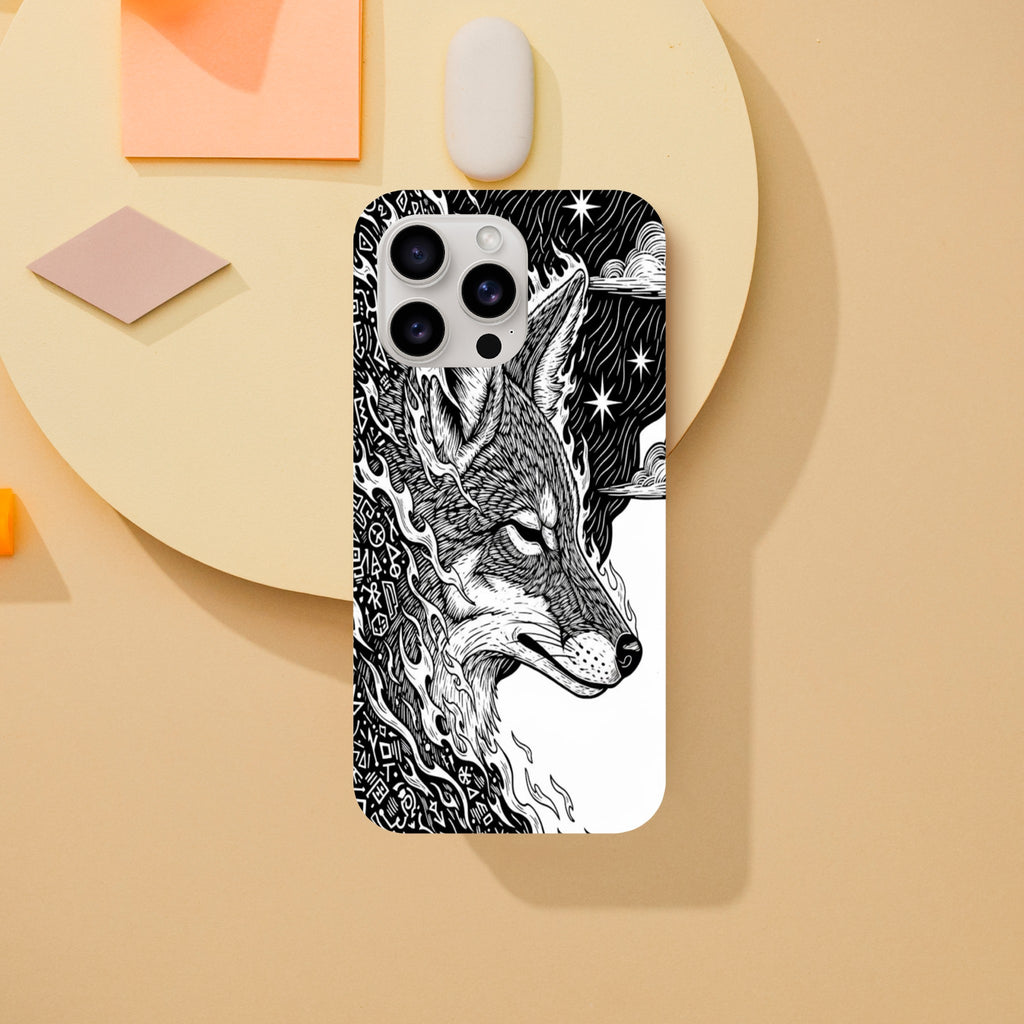 Coyote Illustration in Black and white Style - Tough Case for iPhone 14 by TVVH_Urban