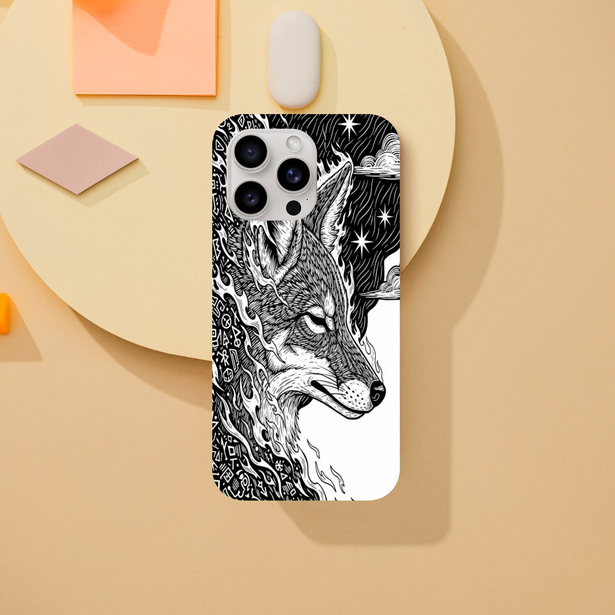 Coyote Illustration in Black and white Style - Tough Case for iPhone 14 by TVVH_Urban