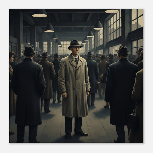 "Noir Commuter" American Realism Style Art | Matte Canvas Print Print Material for 20x20 cm / 8x8″ by TVVH_Urban