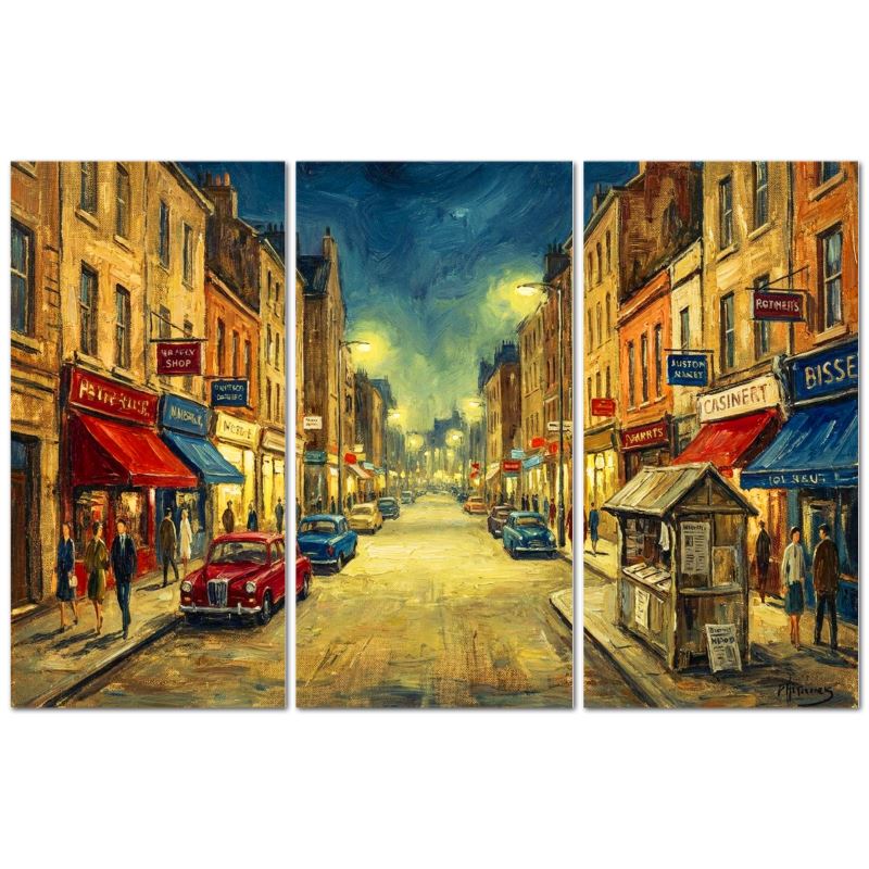 Night in Newtown | Triptych Canvas Prints | The Contrado Collection