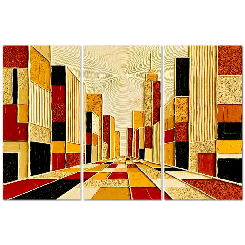 Geometry of a City Triptych Canvas Wall Art