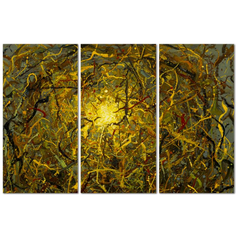 An oversized Triptych abstract jackson pollock style.