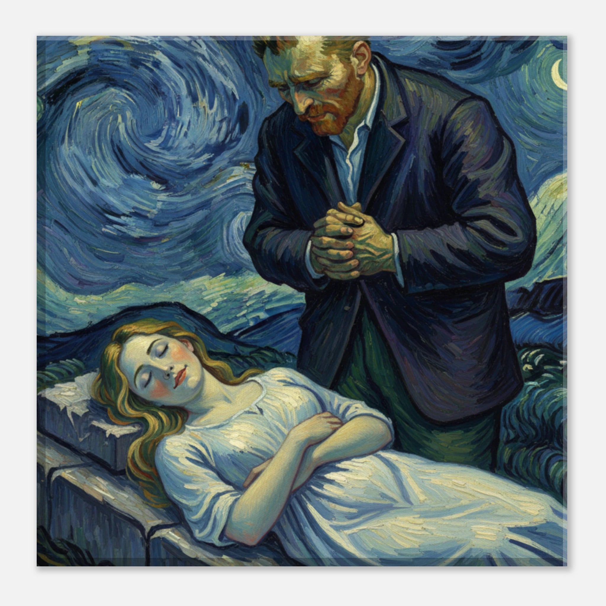 Night, Watching Van Gogh isnpired impressionist art - classic matte canvas by TVVH_Urban