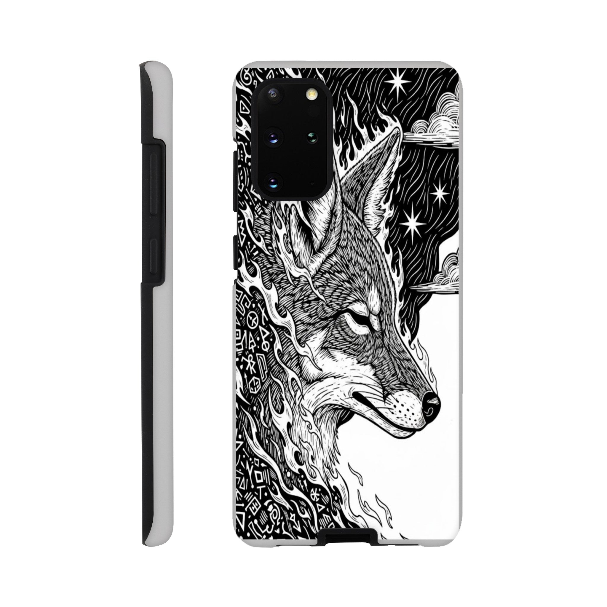 Coyote illustration in Black & white - Tough Case for Galaxy S21 Plus by TVVH_Urban