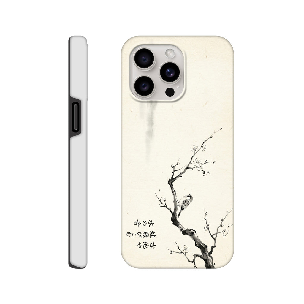 Minimalist sparrow Blossom Illustration in japanese Style - Tough Case for iPhone 15 Pro by TVVH_Urban
