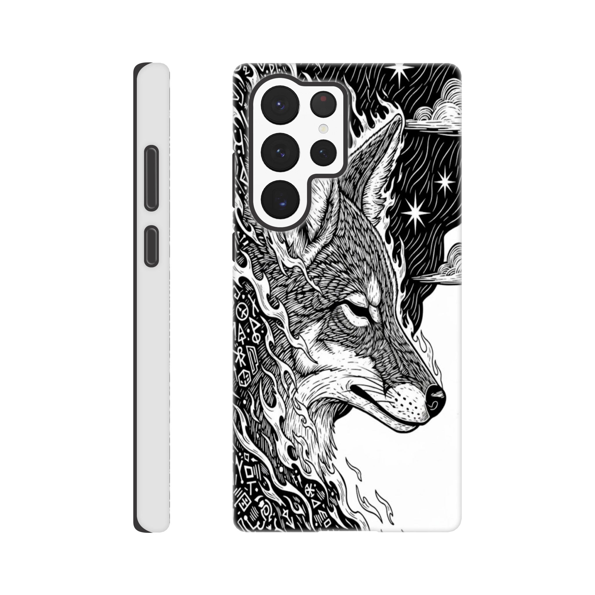 Coyote illustration in Black & white - Tough Case for Galaxy S22 Ultra by TVVH_Urban