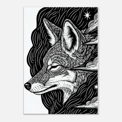 "Coyote #1" Folk Art Print | Classic Matte Canvas Posters, Prints, & Visual Artwork for 20x25 cm / 8x10″ by TVVH_Urban