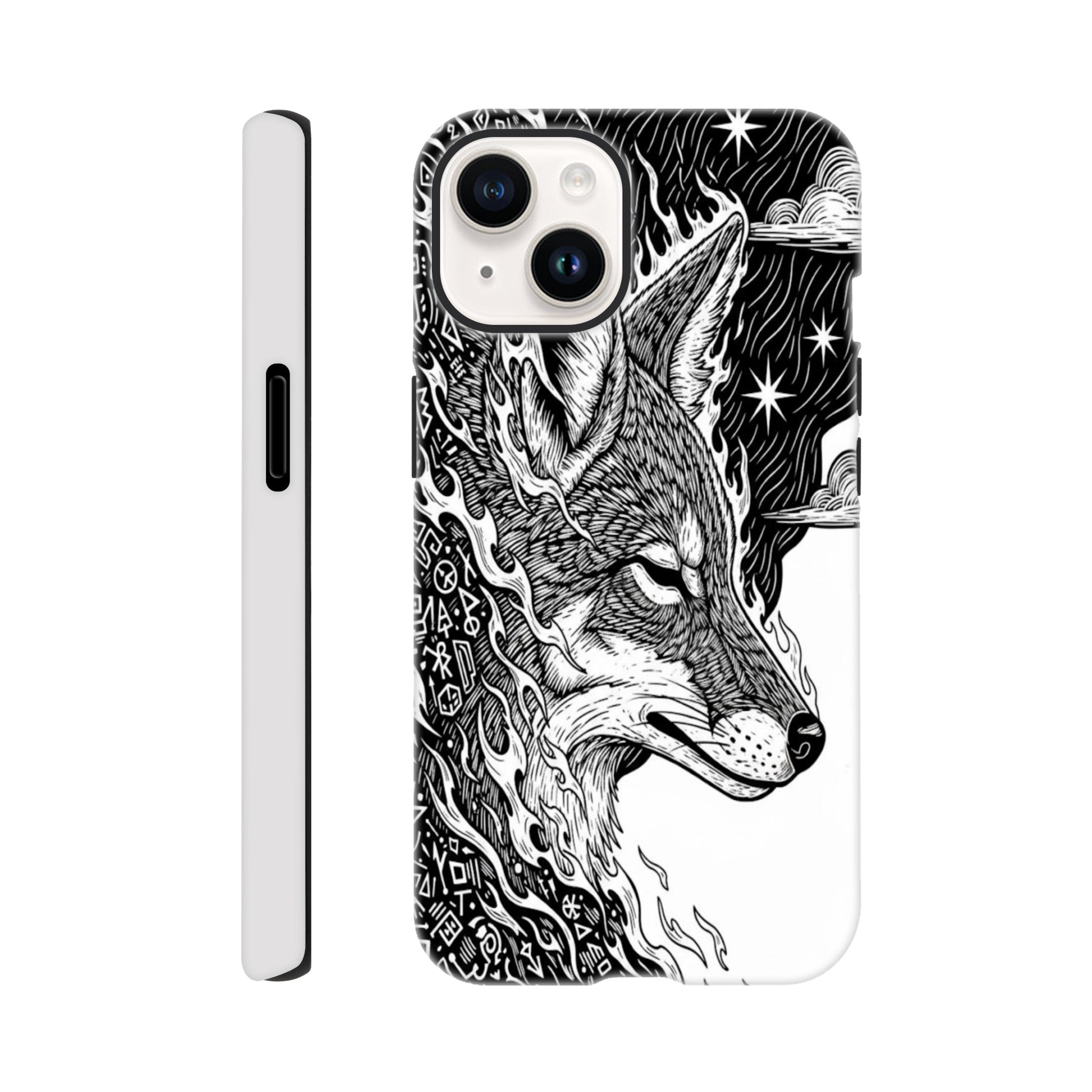 Coyote Illustration in Black and white Style - Tough Case for iPhone 15 Pro Max by TVVH_Urban