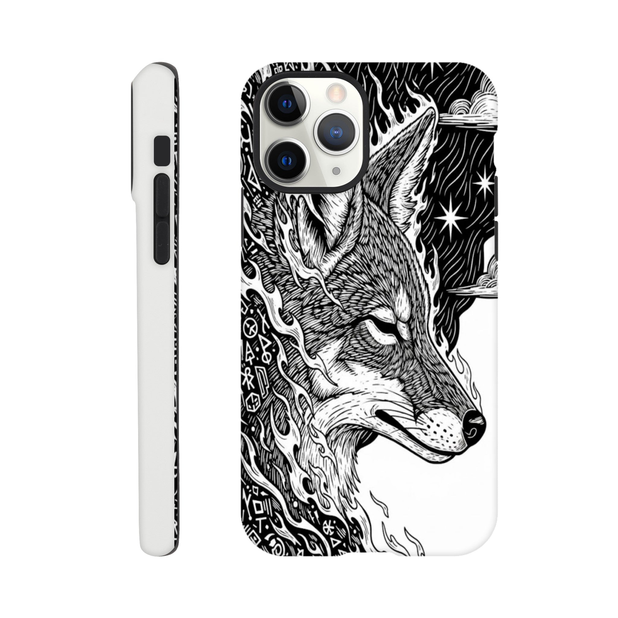 Coyote Illustration in Black and white Style - Tough Case for iPhone 15 Plus by TVVH_Urban