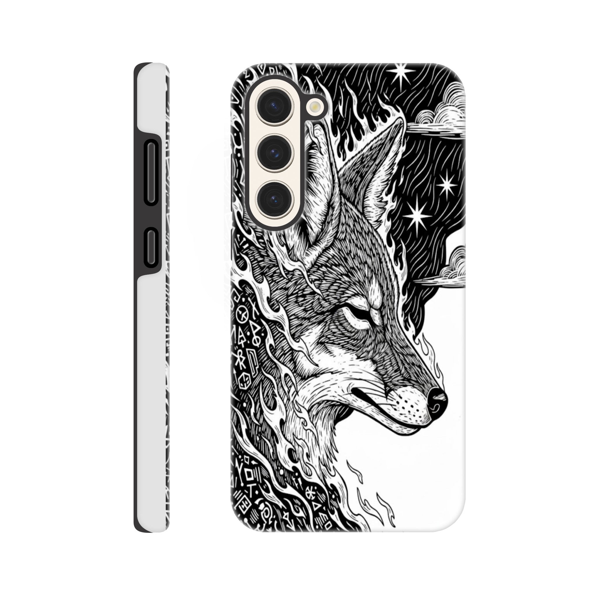 Coyote illustration in Black & white - Tough Case for Galaxy S23 Plus by TVVH_Urban