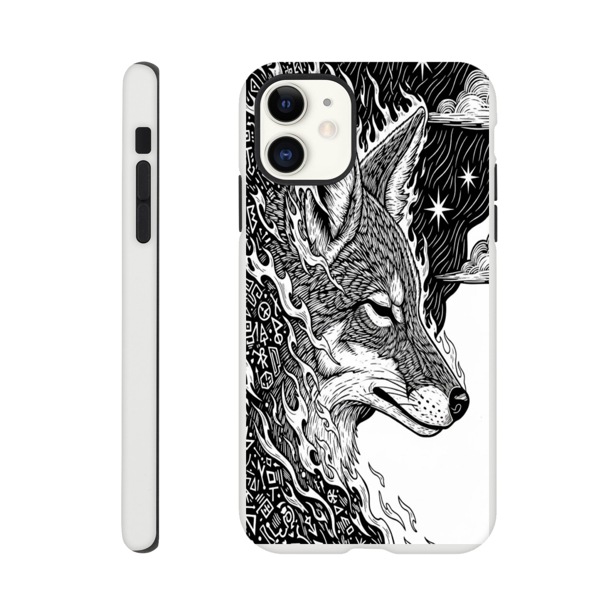 Coyote Illustration in Black and white Style - Tough Case for iPhone 13 Pro Max by TVVH_Urban