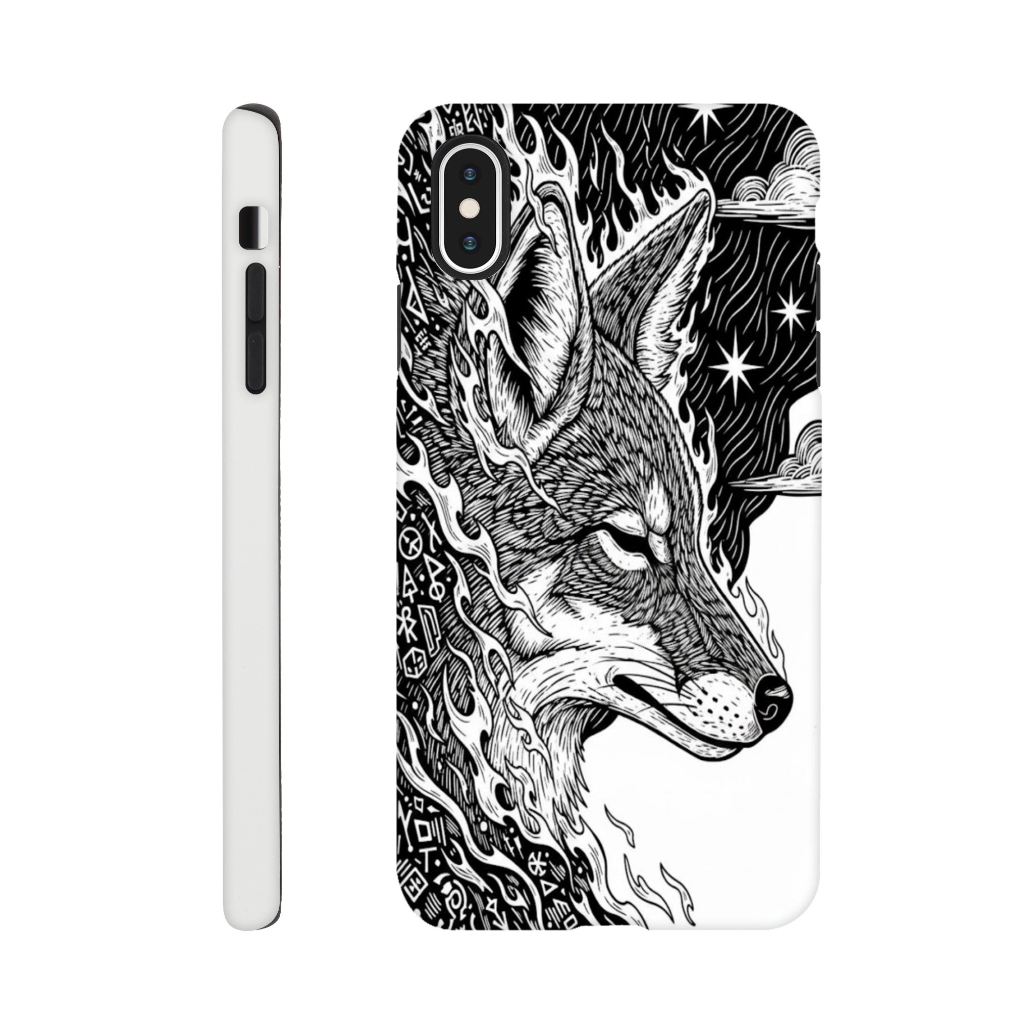 Coyote Illustration in Black and white Style - Tough Case for iPhone 14 Pro by TVVH_Urban