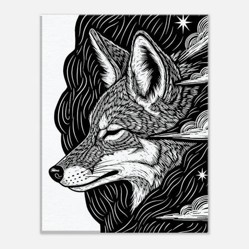 "Coyote #1" Folk Art Print | Classic Matte Canvas  for 27x35 cm / 11x14″ by TVVH_Urban
