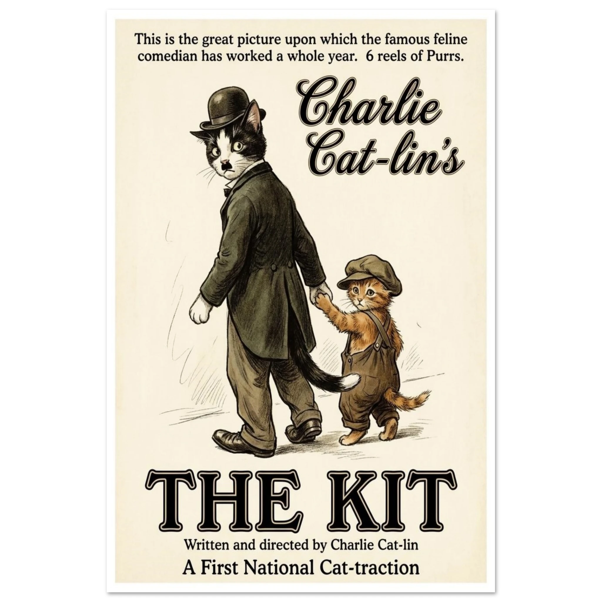 A Contemporary Cat meme movie poster for Charlie Cat-lin's  "The Kit" .