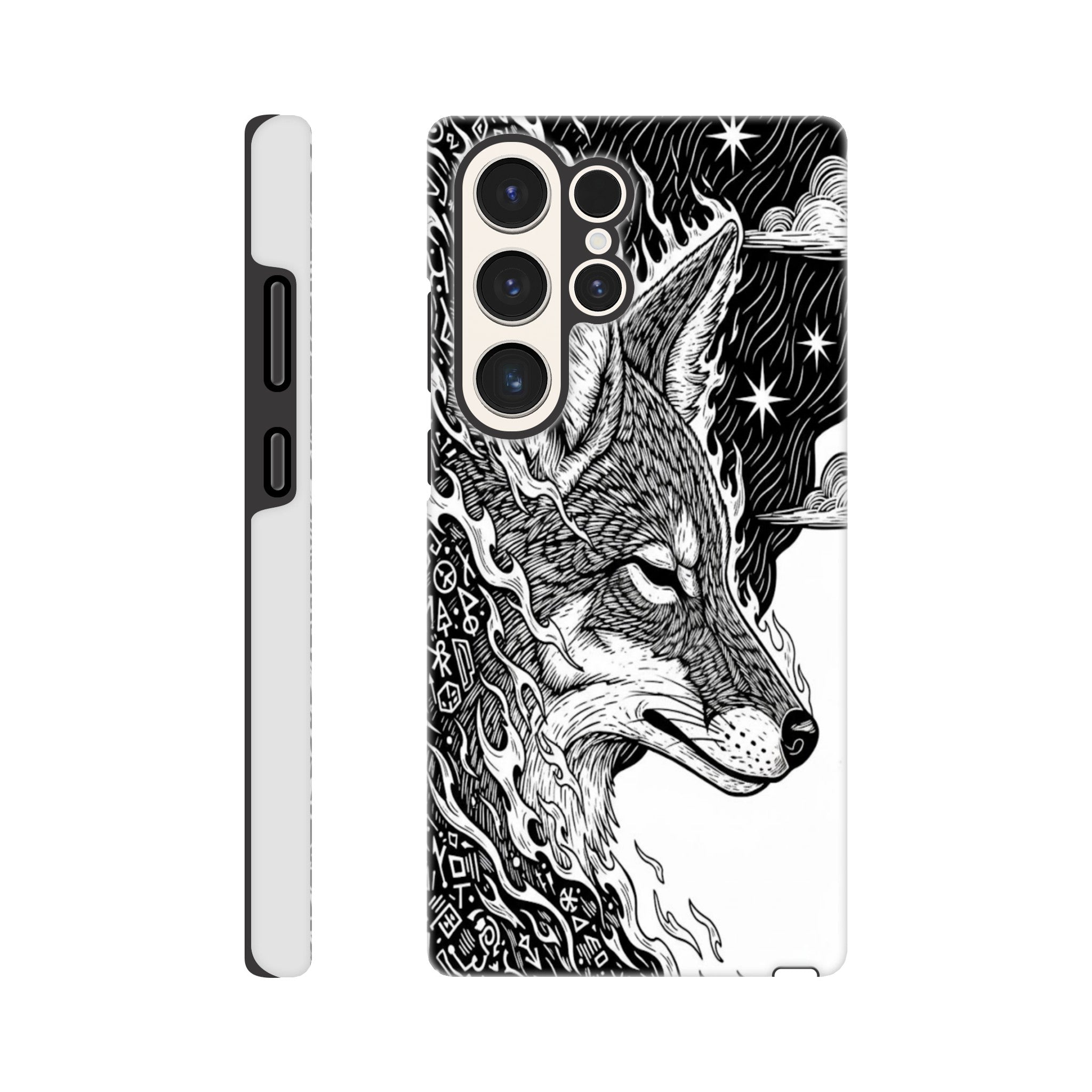 Coyote illustration in Black & white - Tough Case for Galaxy S21 by TVVH_Urban