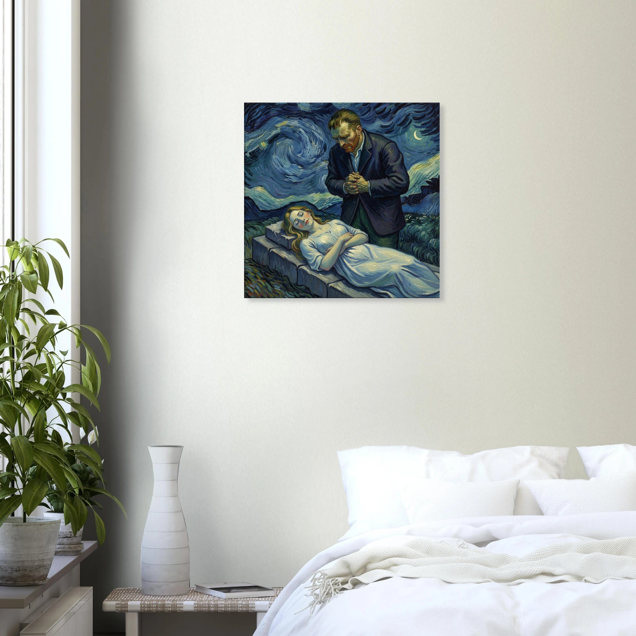 Night, Watching Van Gogh isnpired impressionist art - classic matte canvas by TVVH_Urban