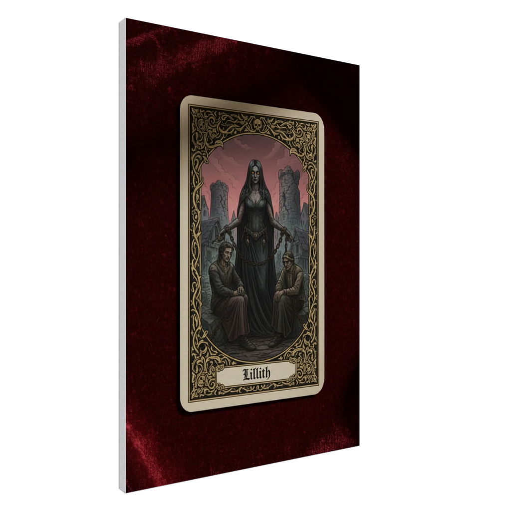 Tarot Lillith esoteric canvas art, dark feminine archetype in a gothic tarot style, 350 gsm museum-quality matte canvas print