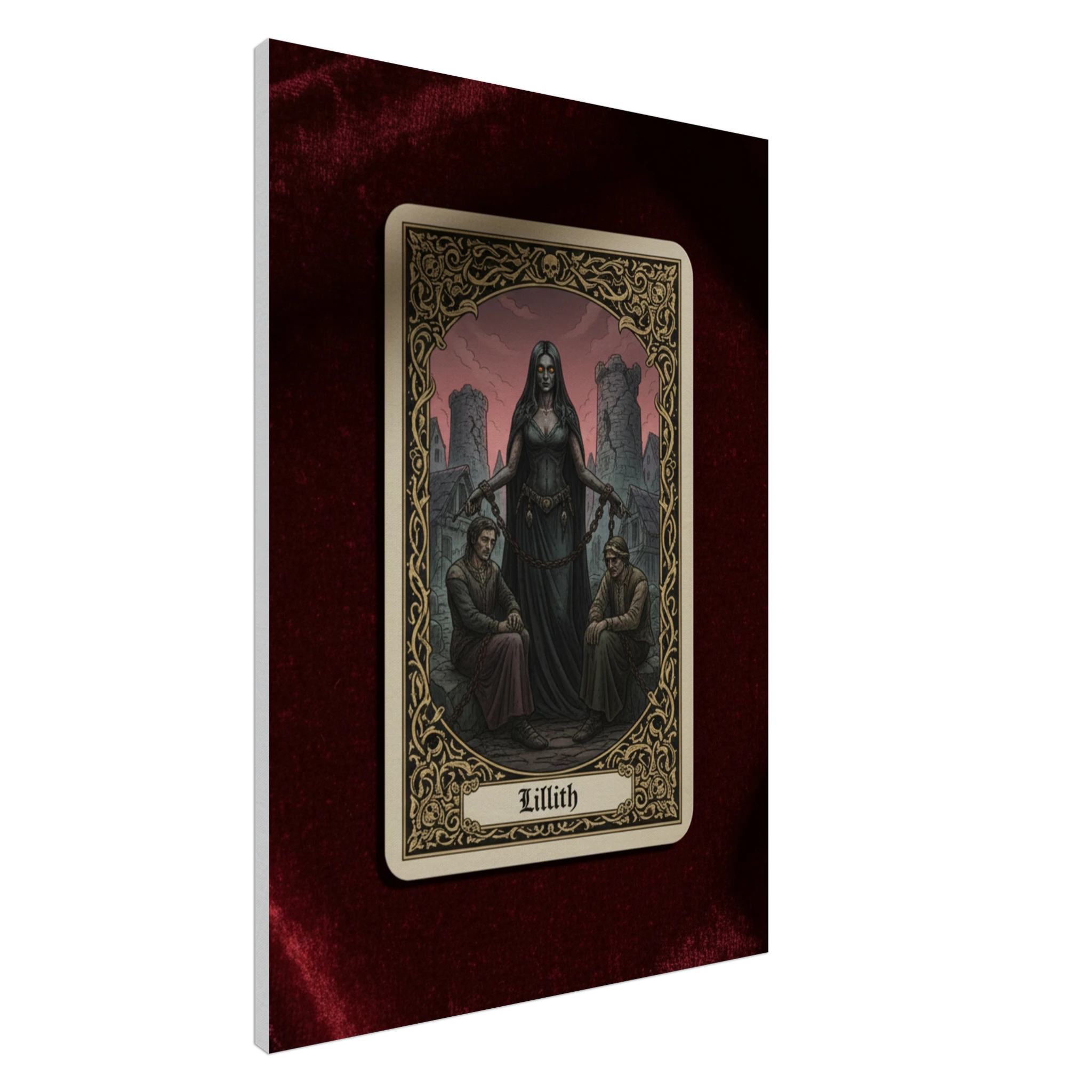 Tarot Lillith esoteric canvas art, dark feminine archetype in a gothic tarot style, 350 gsm museum-quality matte canvas print