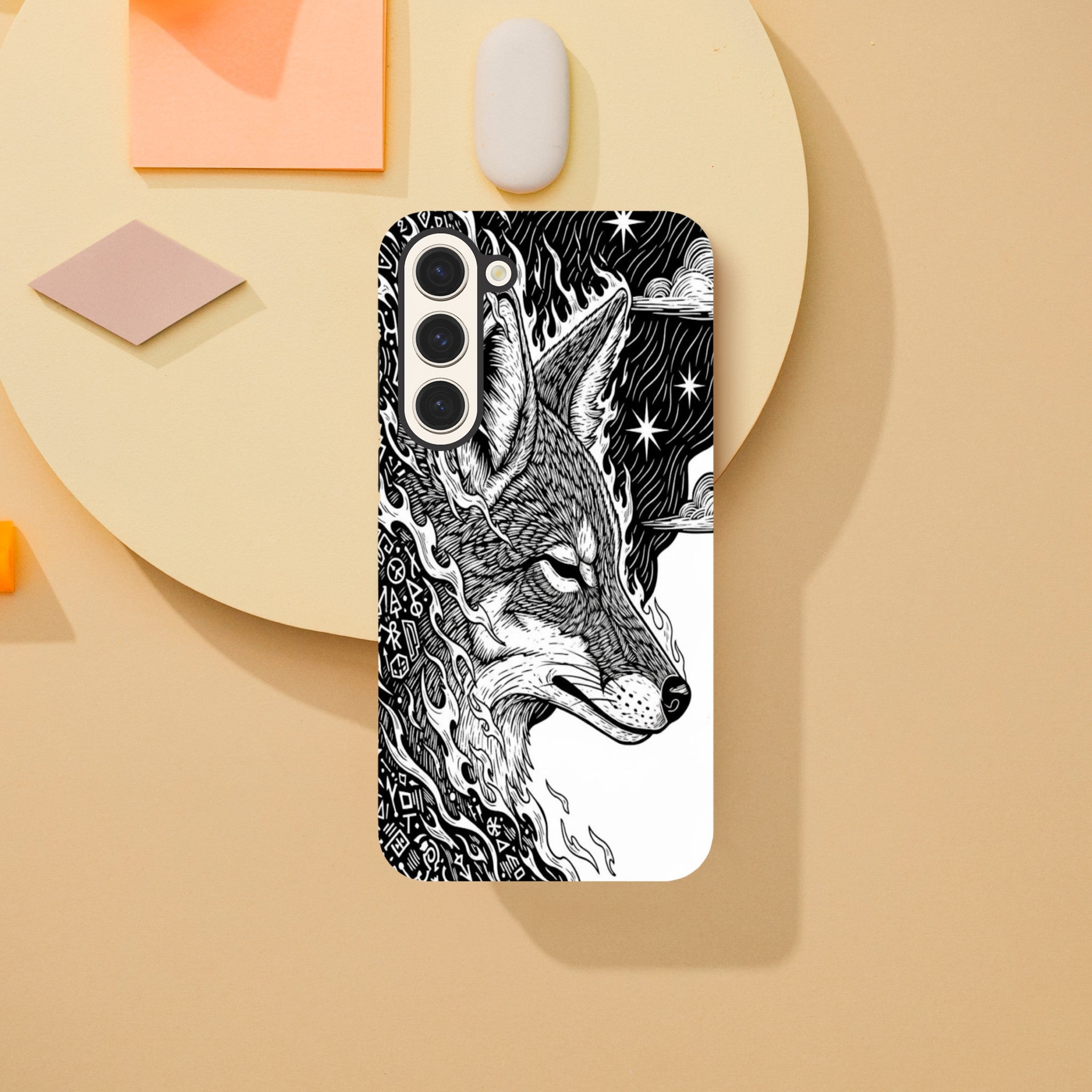 Coyote illustration in Black & white - Tough Case for iPhone 15 Plus by TVVH_Urban