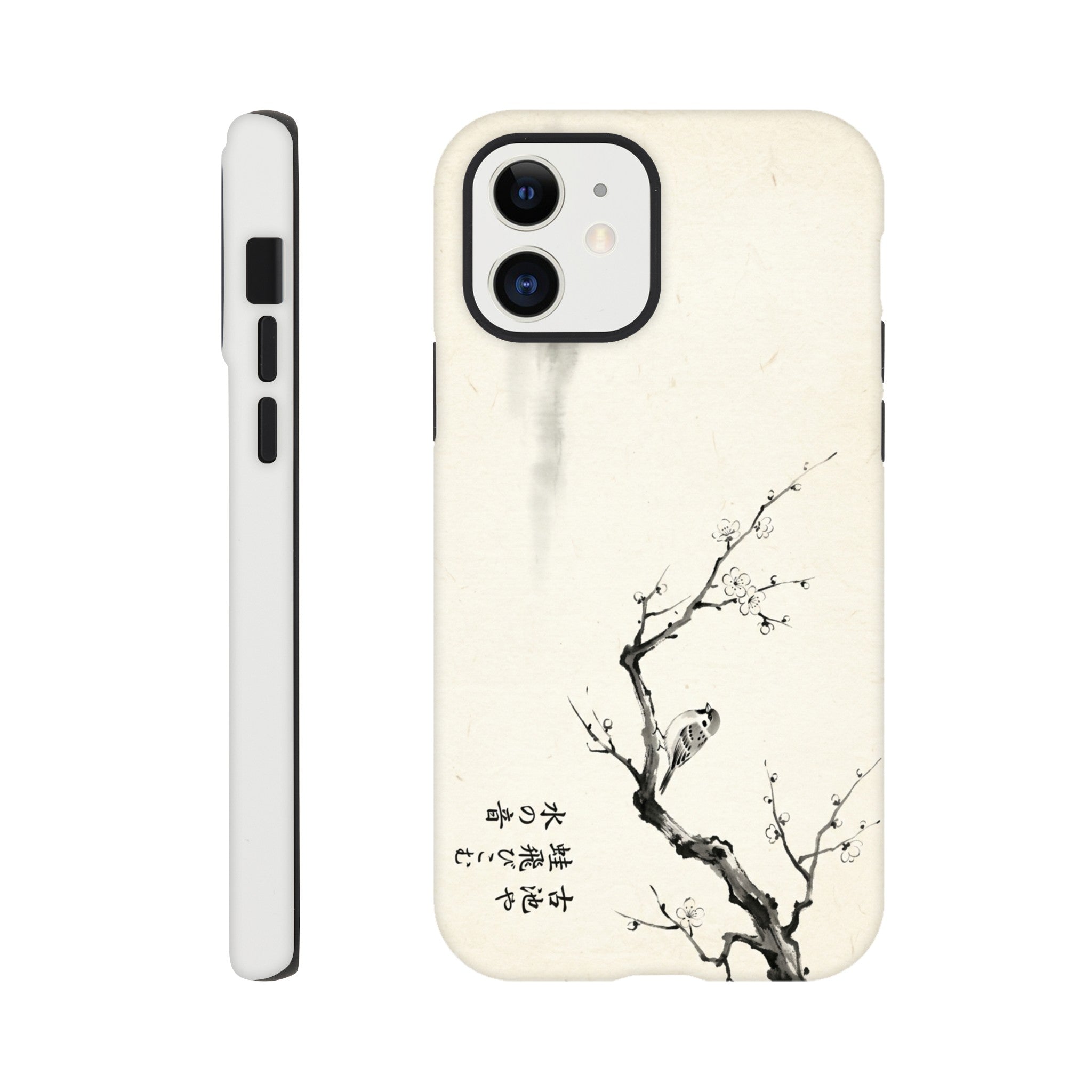 Minimalist sparrow Blossom Illustration in japanese Style - Tough Case for iPhone 13 Mini by TVVH_Urban