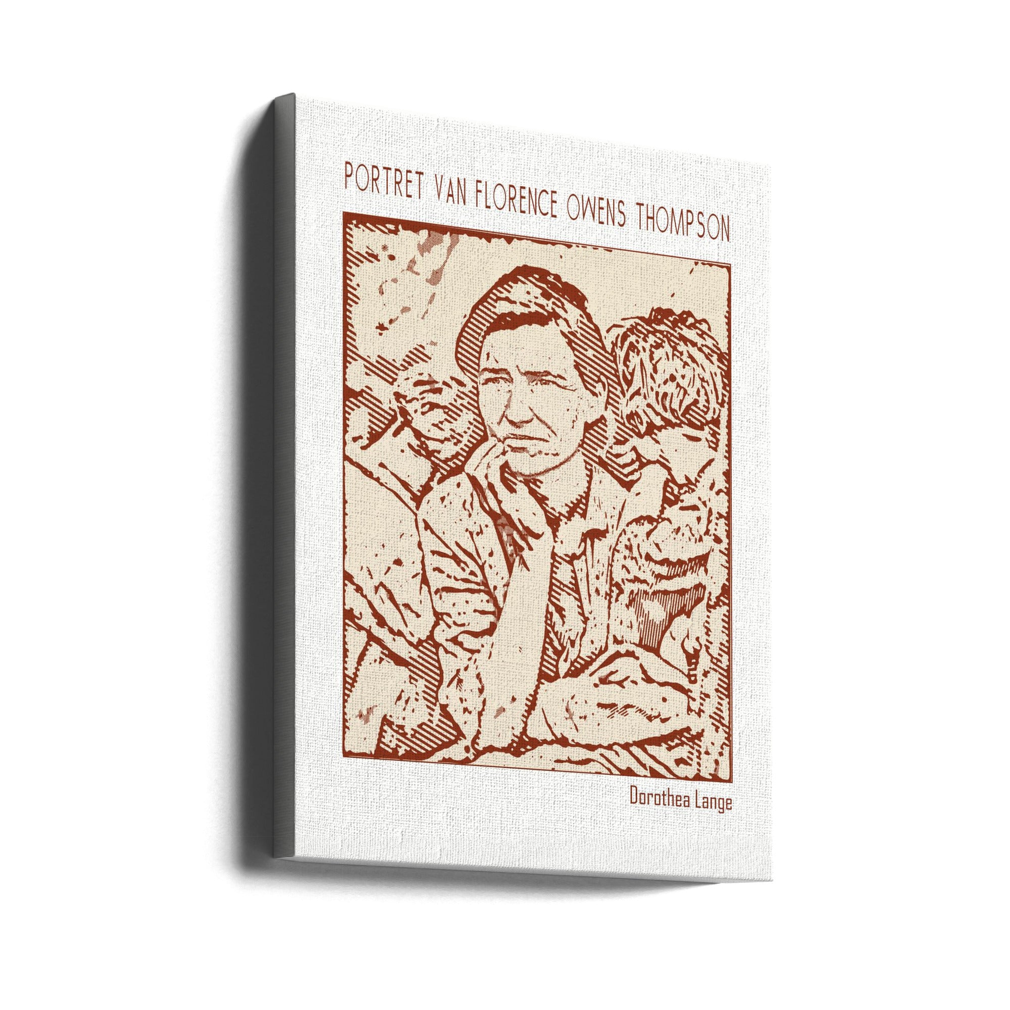 Wall art Line Art Minimalist – Portret Van Florence Owens Thompson – Dorothea Lange-0