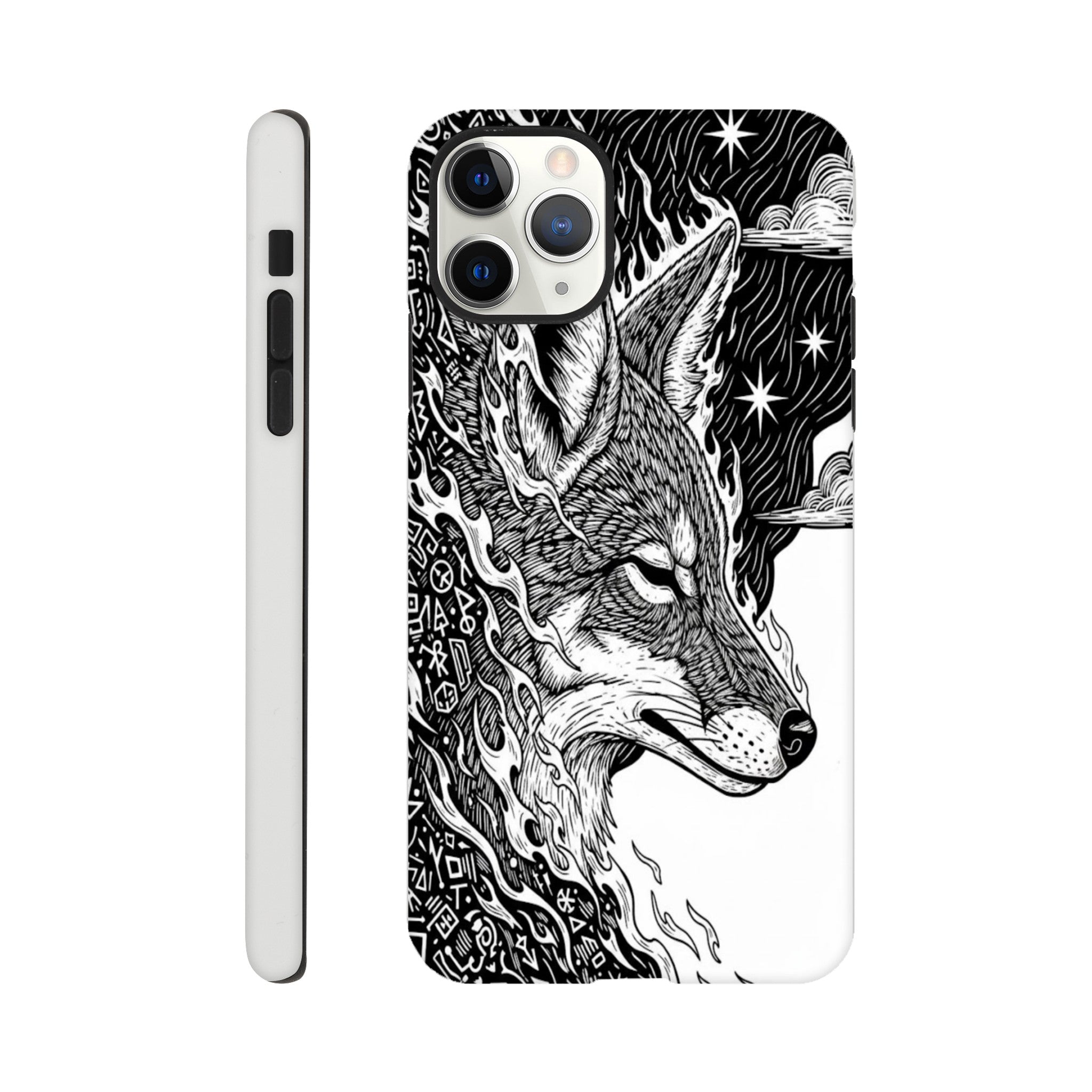 Coyote Illustration in Black and white Style - Tough Case for iPhone 15 by TVVH_Urban