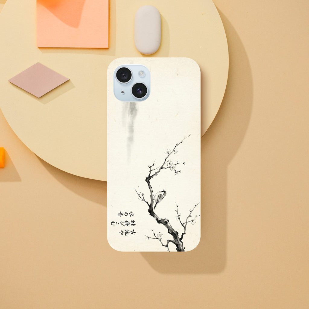 Minimalist sparrow Blossom Illustration in japanese Style - Tough Case for iPhone 12 Mini by TVVH_Urban