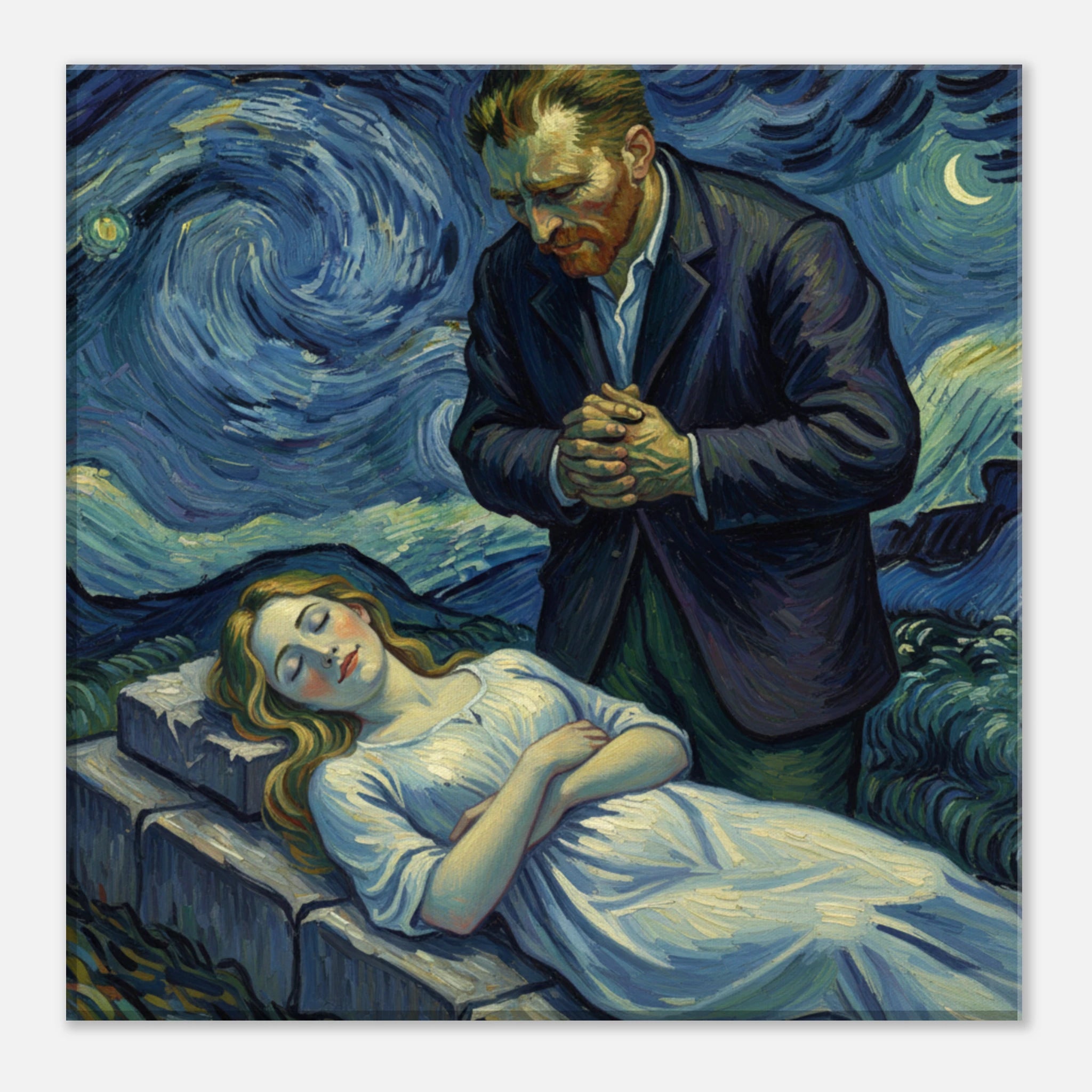 Night, Watching Van Gogh isnpired impressionist art - classic matte canvas by TVVH_Urban