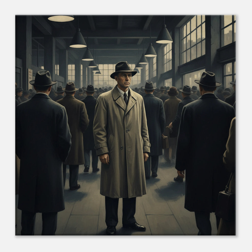 "Noir Commuter" American Realism Style Art | Matte Canvas Print  for 30x30 cm / 12x12″ by TVVH_Urban