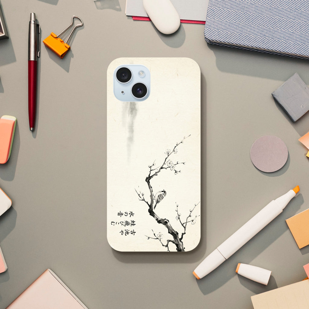 Minimalist sparrow Blossom Illustration in japanese Style - Tough Case for iPhone 12 Pro by TVVH_Urban