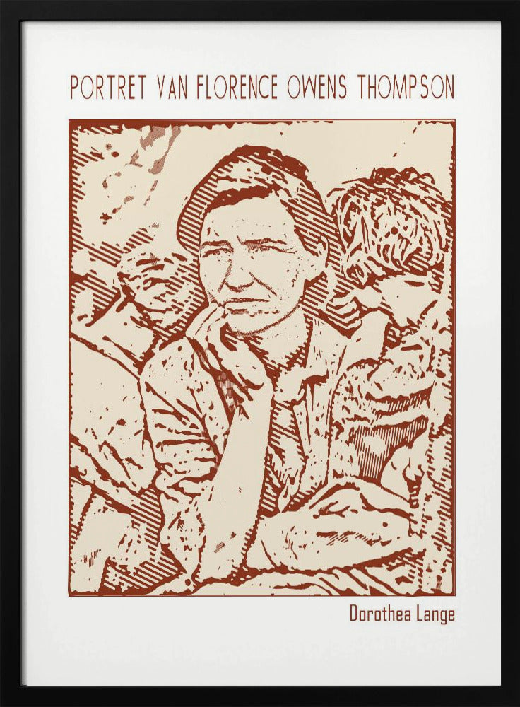 Wall art Line Art Minimalist – Portret Van Florence Owens Thompson – Dorothea Lange-2