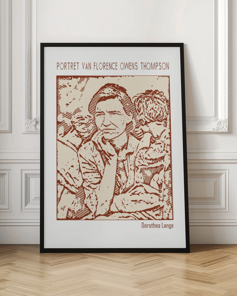 Wall art Line Art Minimalist – Portret Van Florence Owens Thompson – Dorothea Lange-3