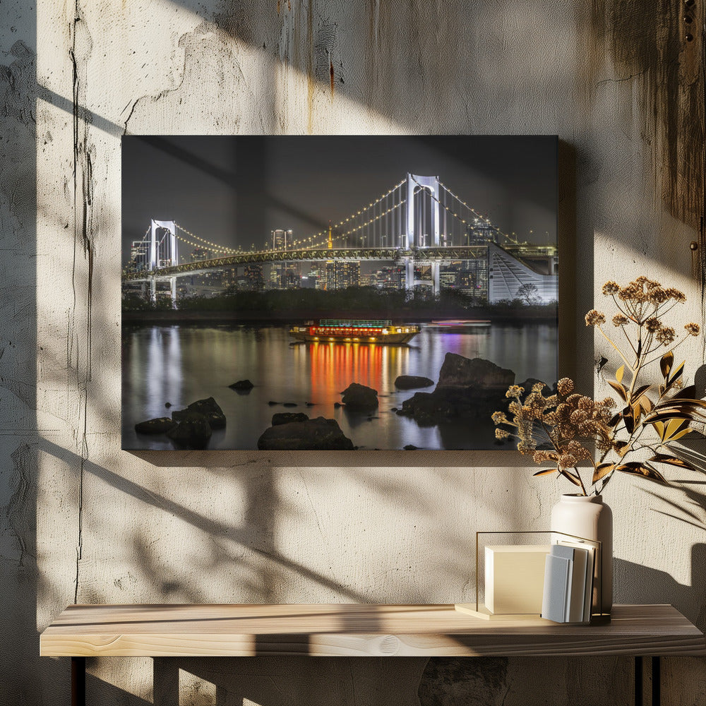 Charming Rainbow Bridge with Tokyo Skyline in the evening - Panorama-4